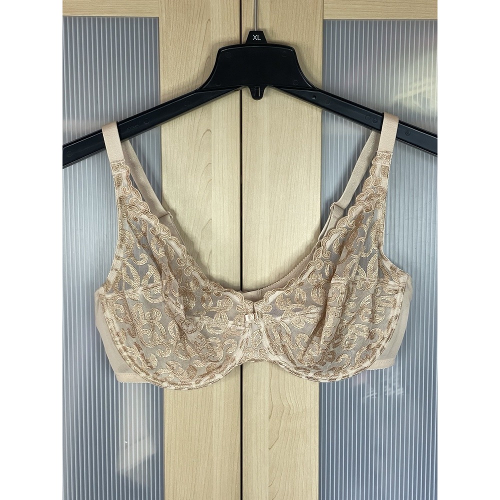 Wacoal Arabesque Beige Nude Lace Underwire Bra Size 40DD Lingerie